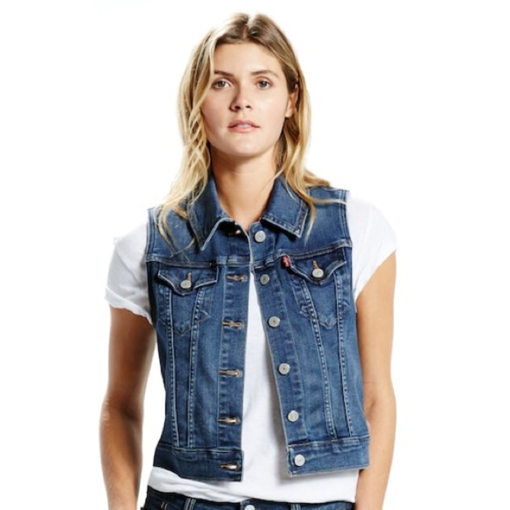 Levi’s dark washed denim vest